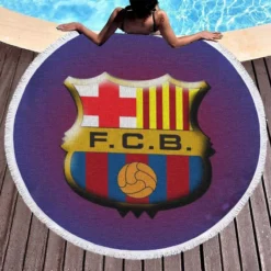 Active Soccer Club FC Barcelona Round Beach Towel 1