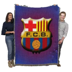 Active Soccer Club FC Barcelona Woven Blanket