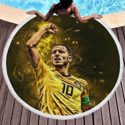 Active Soccer Player Eden Hazard Round Beach Towel 1