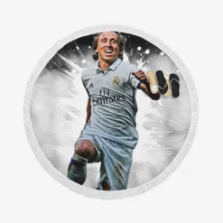 Active Soccer Player Luka Modric  Real Madrid Round Beach Towel