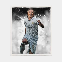 Active Soccer Player Luka Modric  Real Madrid Sherpa Fleece Blanket 1