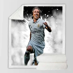 Active Soccer Player Luka Modric  Real Madrid Sherpa Fleece Blanket