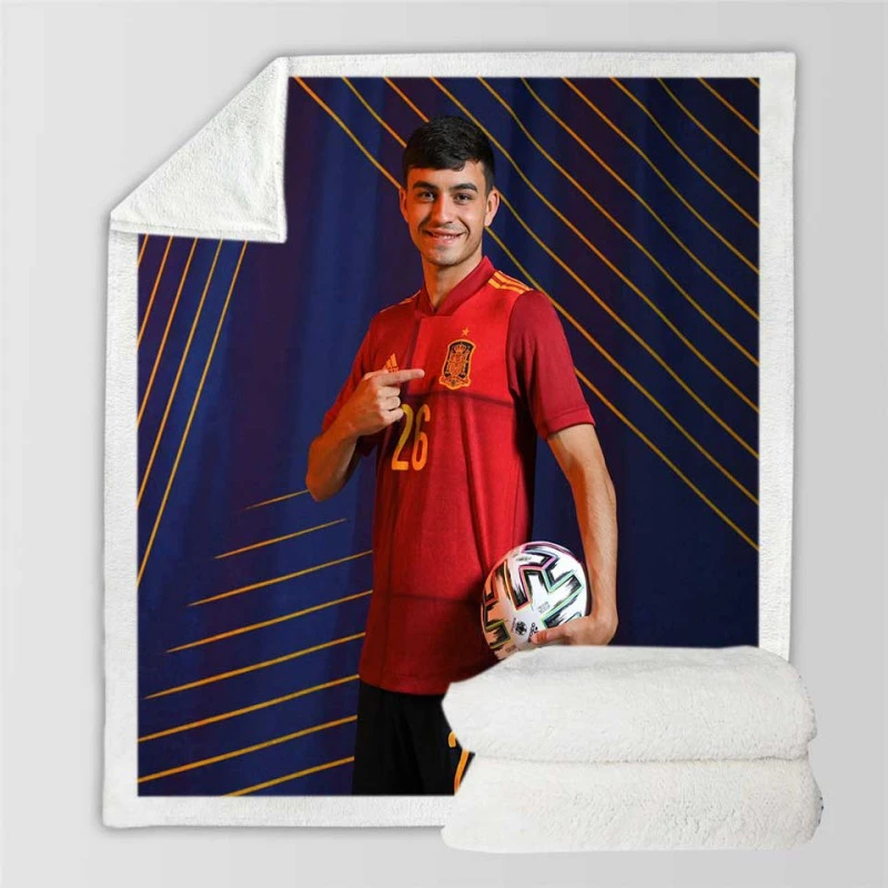 Active Spanish Football Player Pedri Sherpa Fleece Blanket