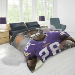 Adrian Peterson Energetic Running Back in NFL Duvet Cover 1