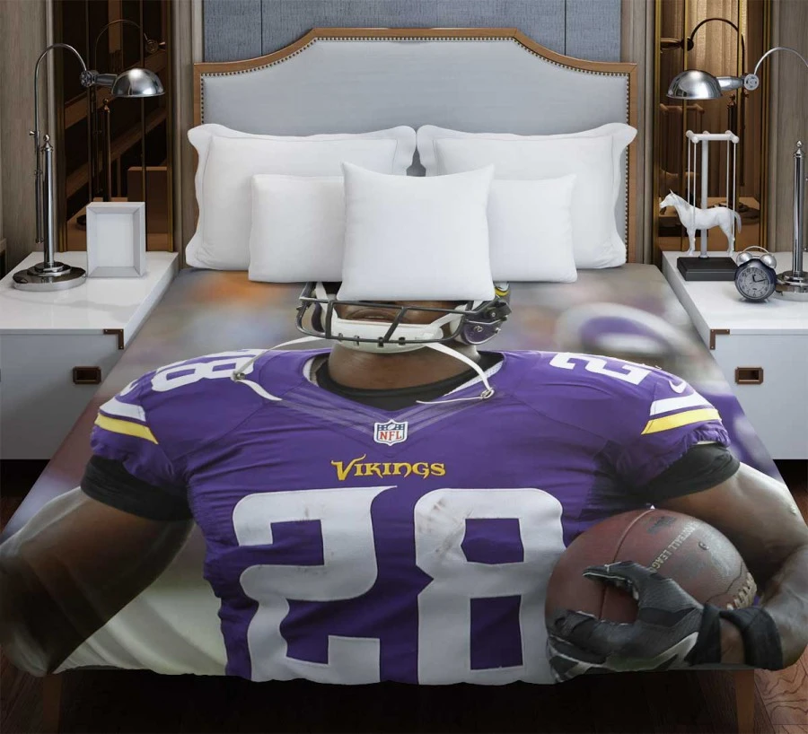 Adrian Peterson Energetic Running Back in NFL Duvet Cover