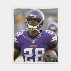 Adrian Peterson Energetic Running Back in NFL Sherpa Fleece Blanket 1