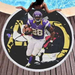 Adrian Peterson Excellent American Football Player Round Beach Towel 1