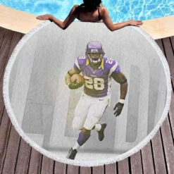 Adrian Peterson Greatest NFL Running Backs Round Beach Towel 1