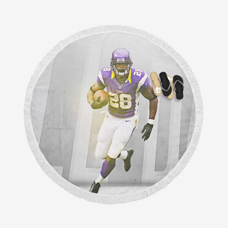 Adrian Peterson Greatest NFL Running Backs Round Beach Towel