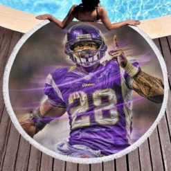 Adrian Peterson Popular NFL Player Round Beach Towel 1