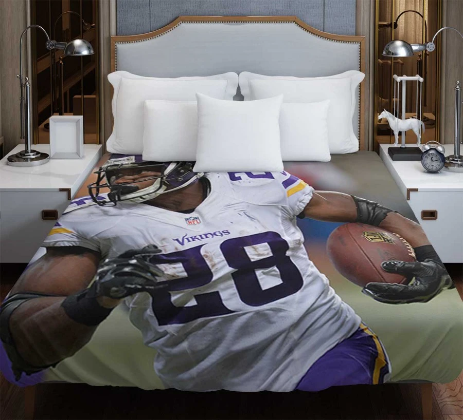 Adrian Peterson Professional American Football Player Duvet Cover