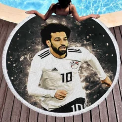 African Cup Sports Player Mohamed Salah Round Beach Towel 1