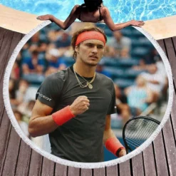 Alexander Zverev Populer Tennis Player in Germany Round Beach Towel 1