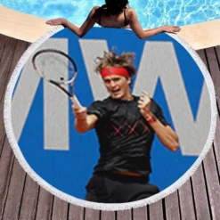 Alexander Zverev Professional German Tannis Player Round Beach Towel 1