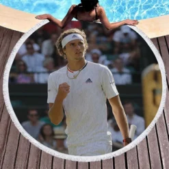 Alexander Zverev Top Ranked ATP Tennis Player Round Beach Towel 1