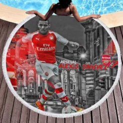 Alexis Sanchez Chilean football Player Round Beach Towel 1