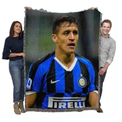 Alexis Sanchez Energetic Football Player Woven Blanket