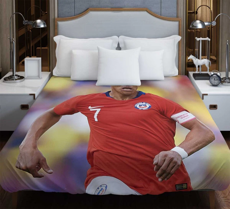 Alexis Sanchez Ethical Football Player in Chile Duvet Cover