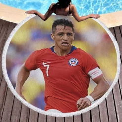 Alexis Sanchez Ethical Football Player in Chile Round Beach Towel 1