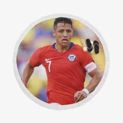Alexis Sanchez Ethical Football Player in Chile Round Beach Towel