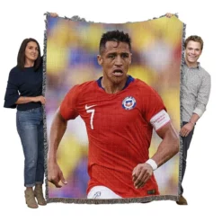 Alexis Sanchez Ethical Football Player in Chile Woven Blanket