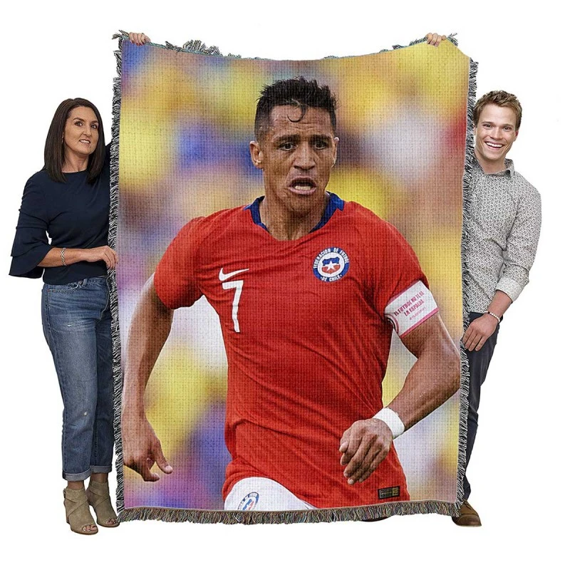 Alexis Sanchez Ethical Football Player in Chile Woven Blanket