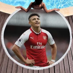 Alexis Sanchez Exciting Football Player Round Beach Towel 1