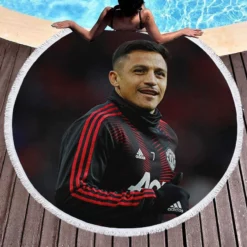 Alexis Sanchez Exellent Manchester United Football Player Round Beach Towel 1