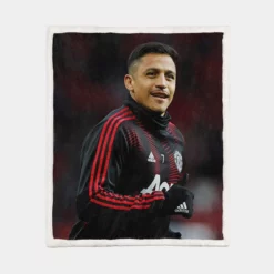 Alexis Sanchez Exellent Manchester United Football Player Sherpa Fleece Blanket 1