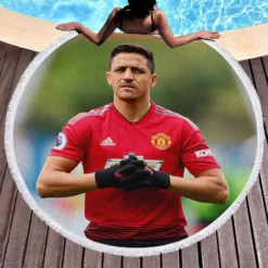 Alexis Sanchez FIFA Football Player Round Beach Towel 1