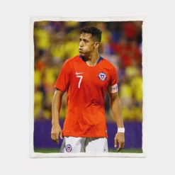 Alexis Sanchez Focused Chile Football Team Captain Sherpa Fleece Blanket 1