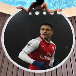 Alexis Sanchez Greatest Chilean Football Player Round Beach Towel 1