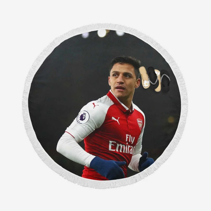 Alexis Sanchez Greatest Chilean Football Player Round Beach Towel