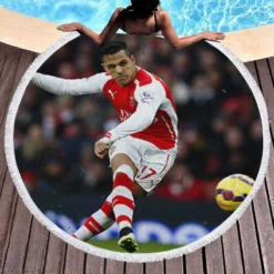 Alexis Sanchez Populer Arsenal Forward Football Player Round Beach Towel 1