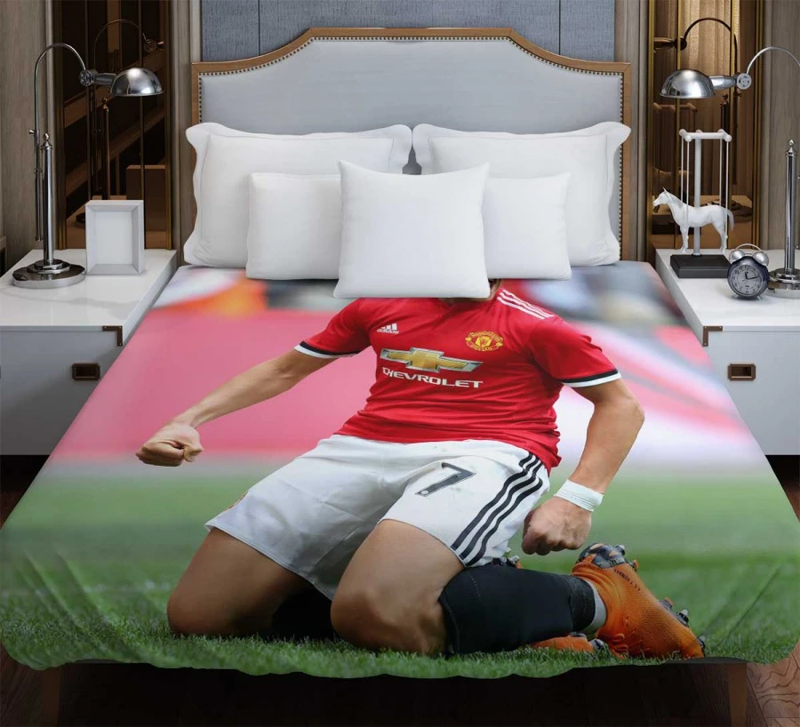 Alexis Sanchez Powerful Forward Football Player Duvet Cover