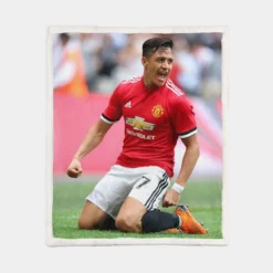 Alexis Sanchez Powerful Forward Football Player Sherpa Fleece Blanket 1