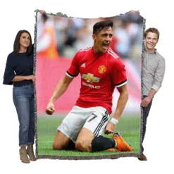 Alexis Sanchez Powerful Forward Football Player Woven Blanket