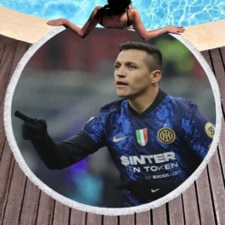 Alexis Sanchez Top Ranked Inter Milan Football Player Round Beach Towel 1