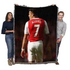 Alexis Sanchez in Arsenal Football Jersey Woven Blanket