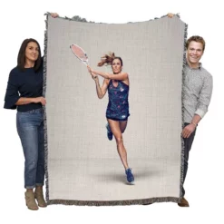 Alize Cornet Exellent Wimbildon Champion Tennis Player Woven Blanket