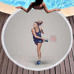 Alize Cornet French Professional Tennis Player Round Beach Towel 1