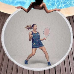 Alize Cornet Top Ranked French Tennis Player Round Beach Towel 1