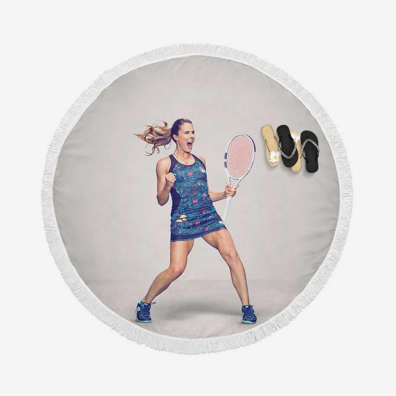 Alize Cornet Top Ranked French Tennis Player Round Beach Towel