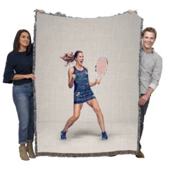 Alize Cornet Top Ranked French Tennis Player Woven Blanket