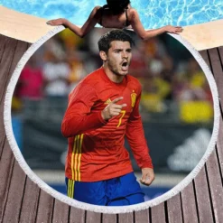 Alvaro Morata Spanish Professionl Player Round Beach Towel 1