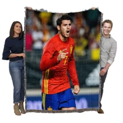 Alvaro Morata Spanish Professionl Player Woven Blanket