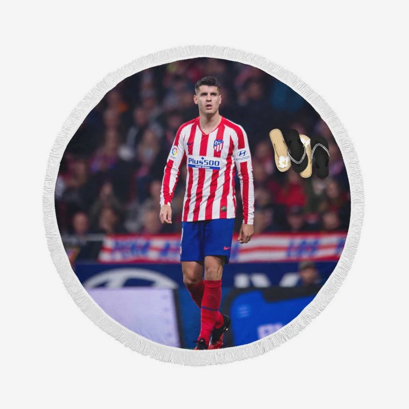 Alvaro Morata in Atletico de Madrid Round Beach Towel