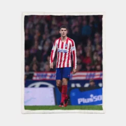 Alvaro Morata in Atletico de Madrid Sherpa Fleece Blanket 1