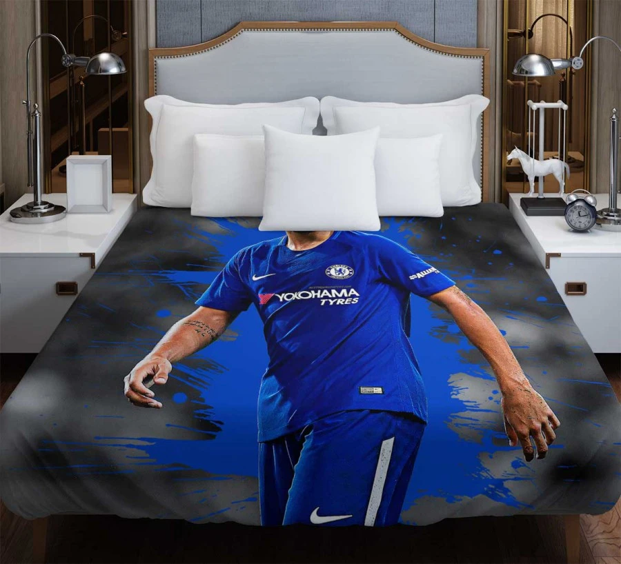 Alvaro Morata in Chelsea Football Club Duvet Cover