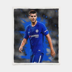 Alvaro Morata in Chelsea Football Club Sherpa Fleece Blanket 1